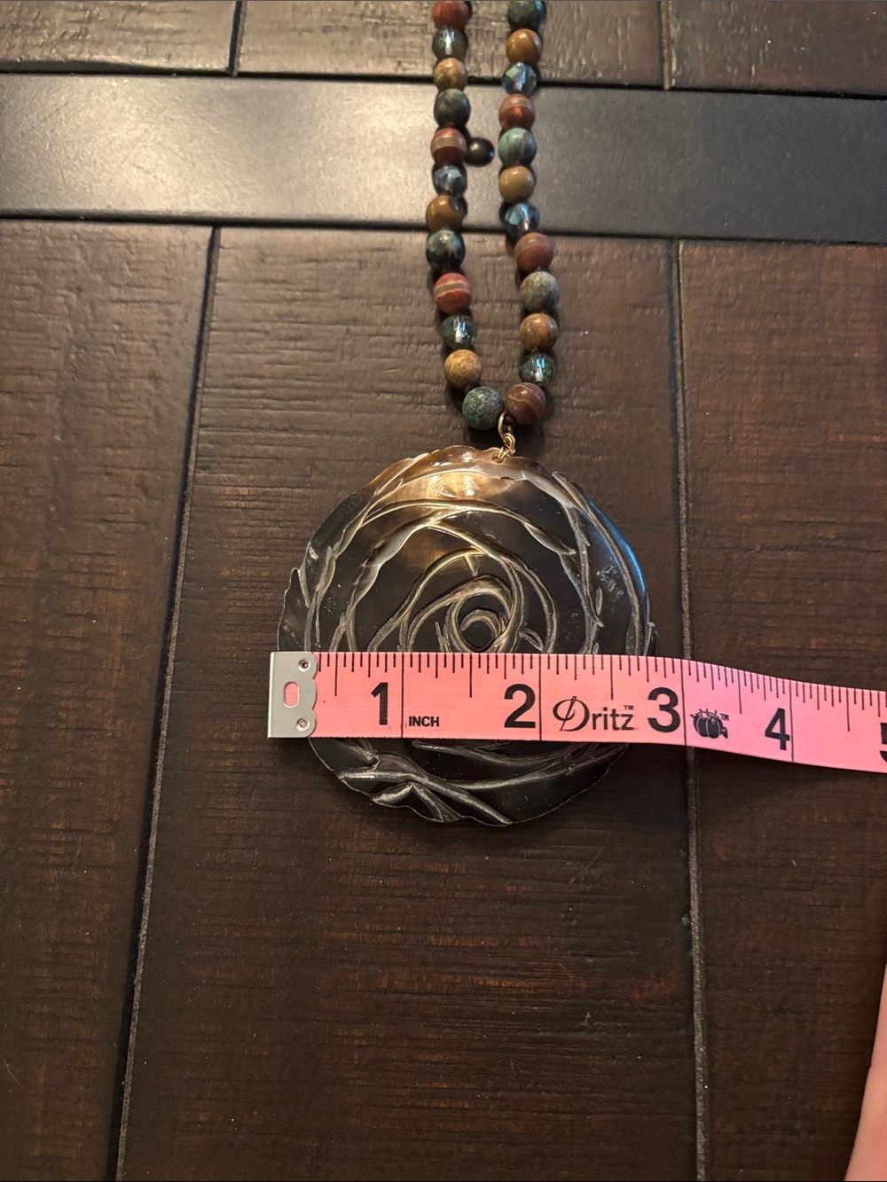 Handcrafted Rose Pendant Beaded Necklace - Picture 6 of 8
